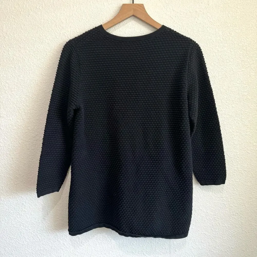 Cos Women's Large Pullover Sweater Textured Black Casual Cotton Comfy‎ Minimal